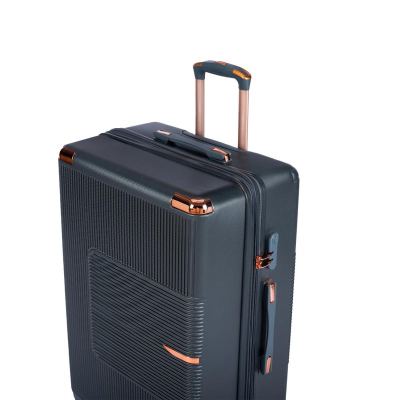 Luxury 5-piece hard-shell luggage and bridal trousseau set, made of durable ABS material, expandable, with a unique geometric design, dark gray. - Image 5