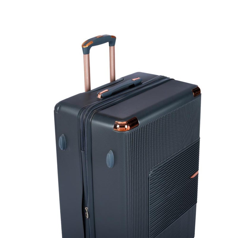 Luxury 5-piece hard-shell luggage and bridal trousseau set, made of durable ABS material, expandable, with a unique geometric design, dark gray. - Image 4