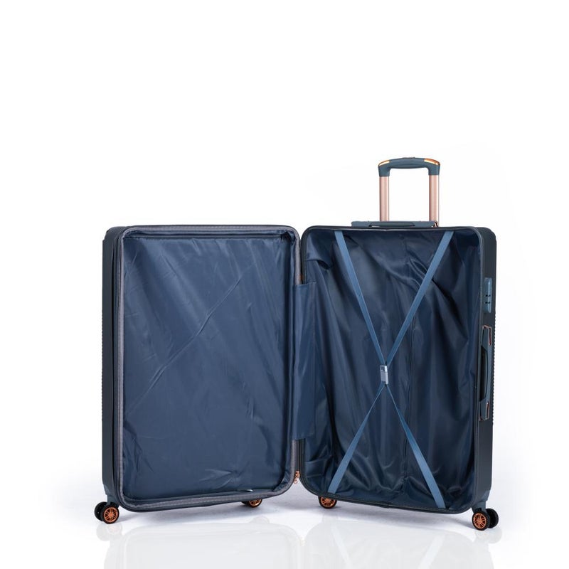 Luxury 5-piece hard-shell luggage and bridal trousseau set, made of durable ABS material, expandable, with a unique geometric design, dark gray. - Image 2