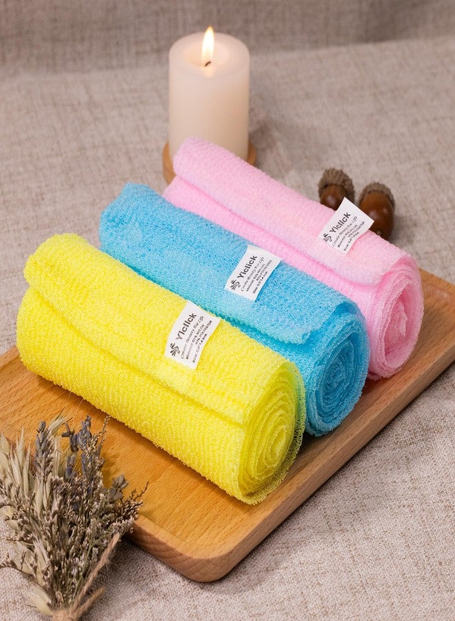 Yiclick Exfoliating Washcloth Towel [3 Pack], Japanese Exfoliating Wash Cloth, Korean Body Scrubber Exfoliator, Back Scrubber Washer for Shower Bath, Body Scrub African Net Sponge Loofah Luffa Colors - Image 2