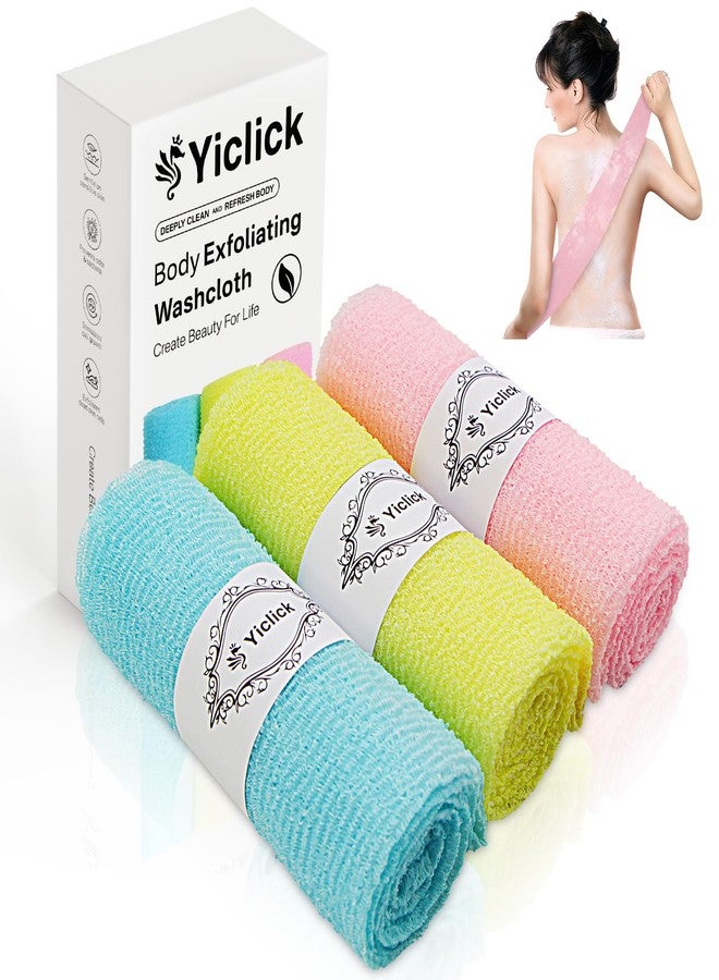 Yiclick Exfoliating Washcloth Towel [3 Pack], Japanese Exfoliating Wash Cloth, Korean Body Scrubber Exfoliator, Back Scrubber Washer for Shower Bath, Body Scrub African Net Sponge Loofah Luffa Colors - Image 1