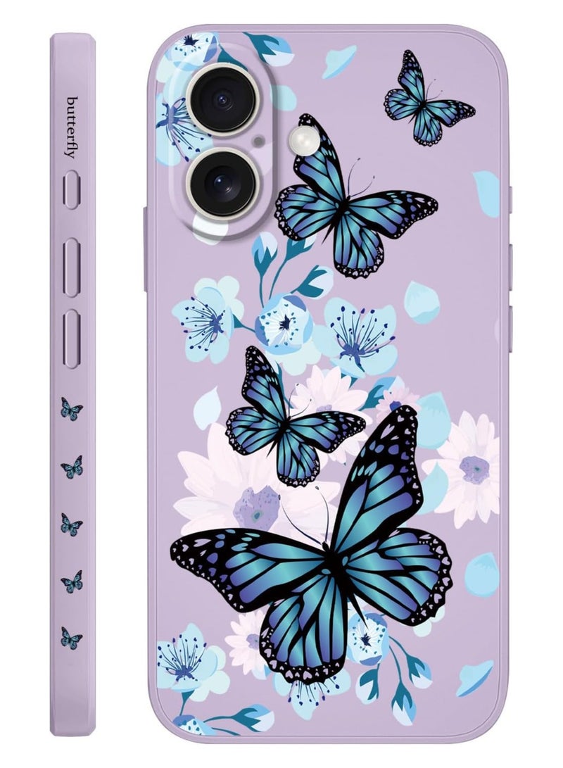 for iPhone 16 Plus Case Anti Scratch Microfiber Lining Phone Cover Silicone Ultra Slim Case for iPhone 16 Plus 6.7 inch-Aurora Butterfly Purple - Image 1