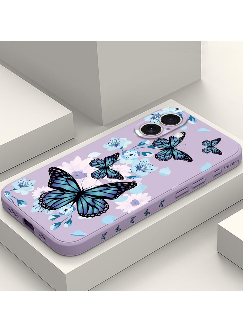 for iPhone 16 Plus Case Anti Scratch Microfiber Lining Phone Cover Silicone Ultra Slim Case for iPhone 16 Plus 6.7 inch-Aurora Butterfly Purple - Image 2