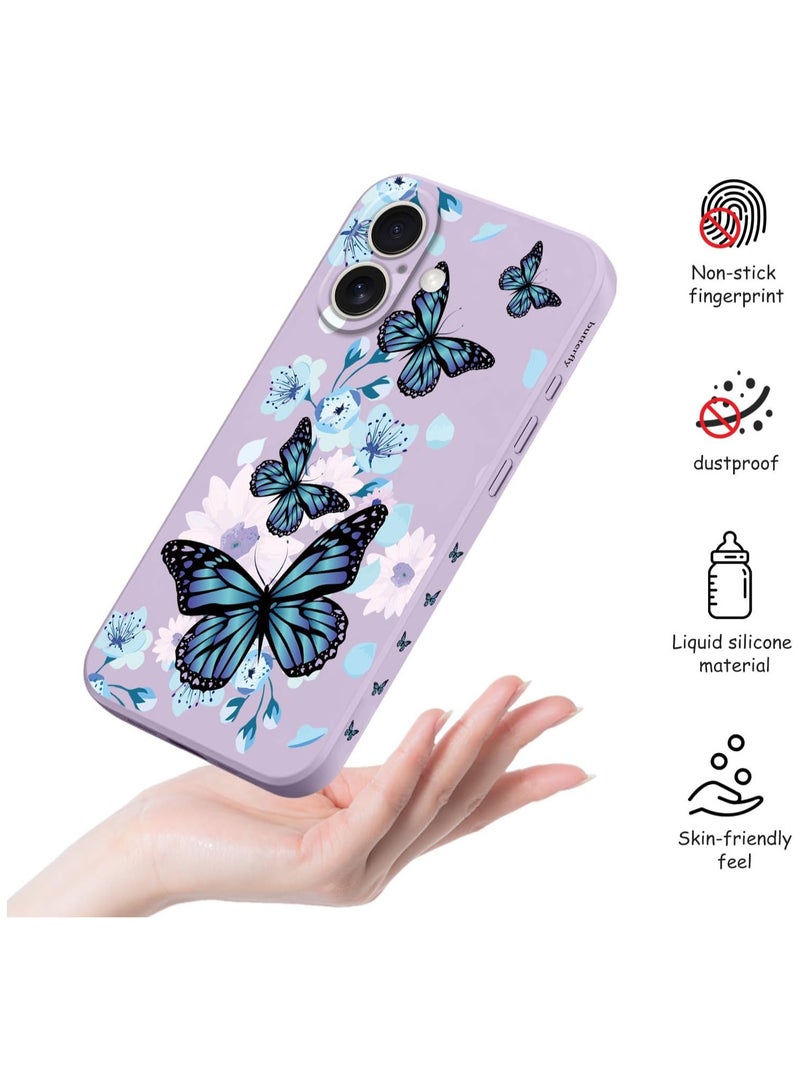 for iPhone 16 Plus Case Anti Scratch Microfiber Lining Phone Cover Silicone Ultra Slim Case for iPhone 16 Plus 6.7 inch-Aurora Butterfly Purple - Image 5