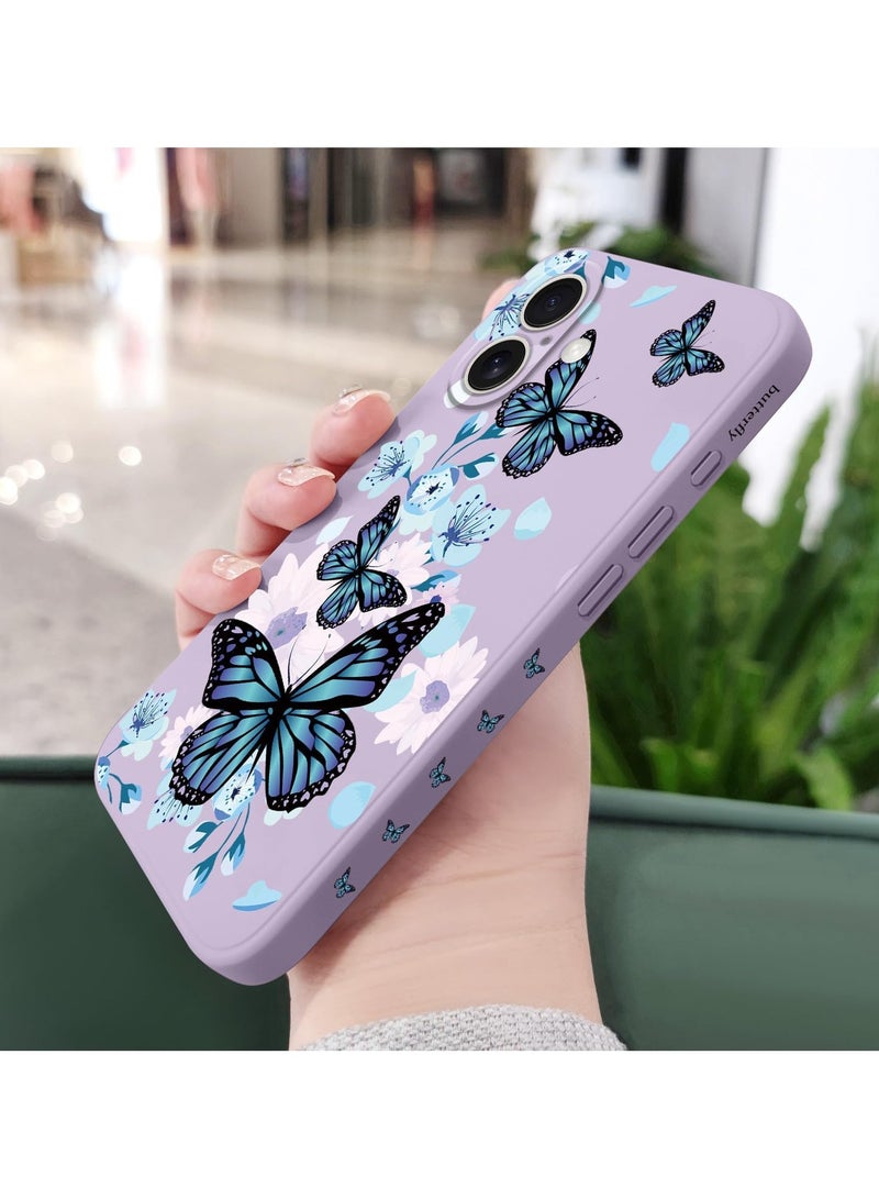 for iPhone 16 Plus Case Anti Scratch Microfiber Lining Phone Cover Silicone Ultra Slim Case for iPhone 16 Plus 6.7 inch-Aurora Butterfly Purple - Image 4