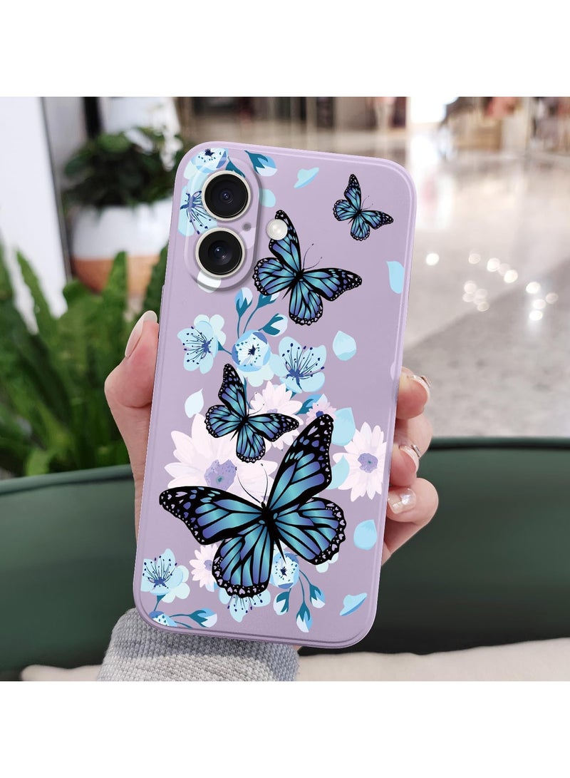 for iPhone 16 Plus Case Anti Scratch Microfiber Lining Phone Cover Silicone Ultra Slim Case for iPhone 16 Plus 6.7 inch-Aurora Butterfly Purple - Image 3