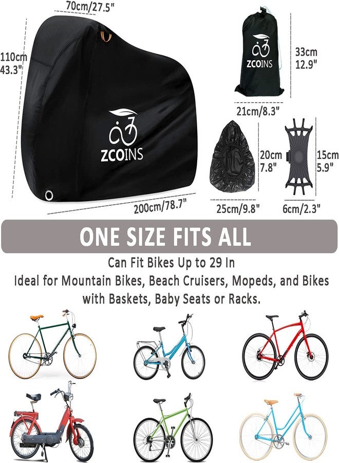 ZCOINS High-Density Bike Cover Waterproof Outdoor for 1 or 2 Bikes, 210D Lightweight Durable Bicycle Cover for Outside Storage, UV Resistant Dustproof Protection for Mountain Road Bike Ebike - Image 2
