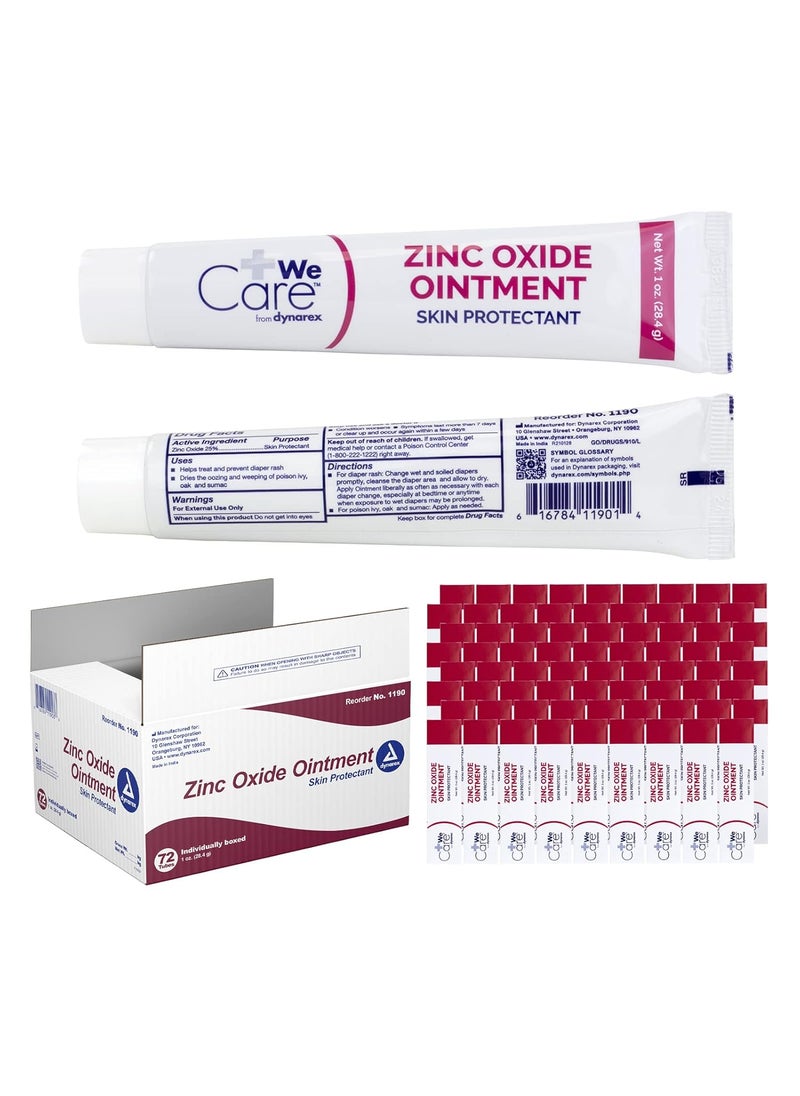 Dynarex Dynarex 1190 Zinc Oxide Ointment, Soothes, Prevents, White, 1 oz. Tube, Pack of 72 