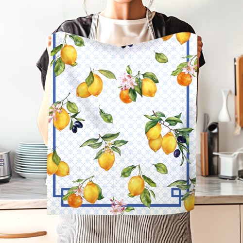 Arquiel Lemon Floral Tea Towels, Cotton Kitchen Towel 18.9 × 27.5 inch, Quick Drying Dish Cloth for Party Anniversary Holiday Decoration, Housewarming Gifts for Mom - Image 5