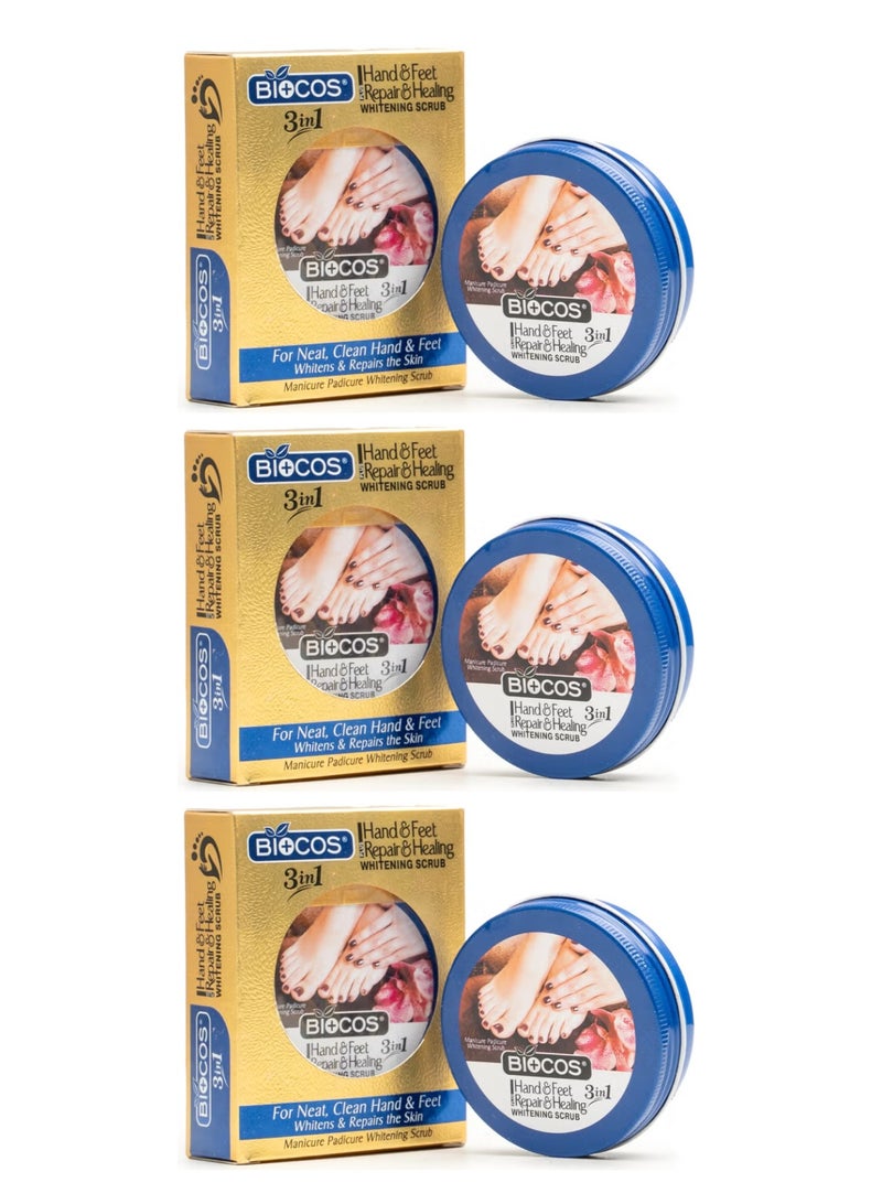 BIOCOS Hand & Feet Scrub – Deeply Hydrates, Removes Dry Skin, Treats Cracked – Pack of 3 - Image 1