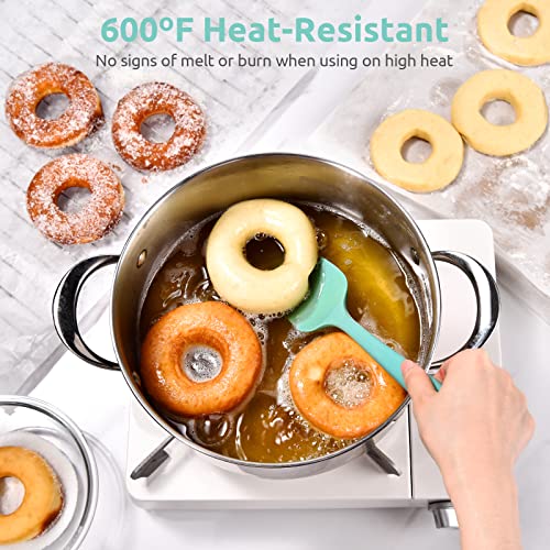 U-Taste Heat Resistant Silicone Spoon Spatula: U-Taste 600ºF High Heat Flexible 11.38in Silicon Mixing Stirring Cooking Scraping Baking Bowl Scraper Seamless Spreader for Kitchen Nonstick Cookware (Aqua Sky) - Image 3