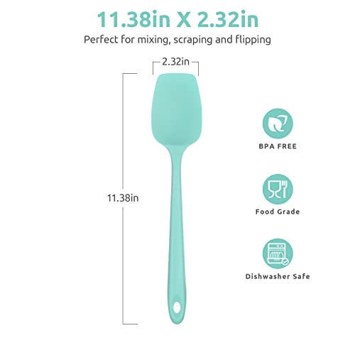 U-Taste Heat Resistant Silicone Spoon Spatula: U-Taste 600ºF High Heat Flexible 11.38in Silicon Mixing Stirring Cooking Scraping Baking Bowl Scraper Seamless Spreader for Kitchen Nonstick Cookware (Aqua Sky) - Image 2