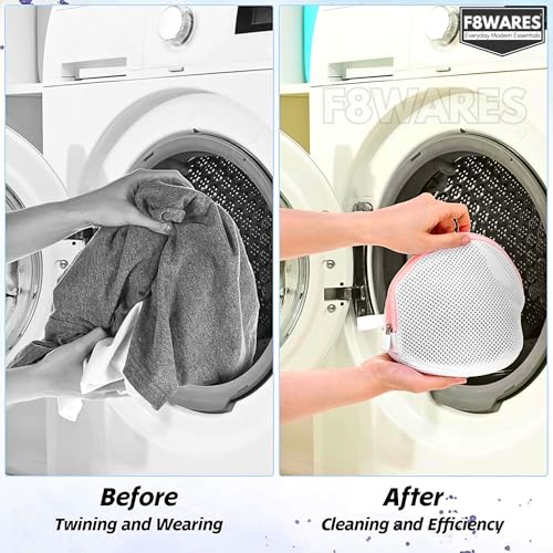 F8WARES 2PK Cone Pouch for Cloth Washing Storage & Travel - laundry bags for clothes - Bra Washing Machine Bag - Mesh Laundry Bag - Mesh Bags For Washing Machine for bra Innerwear Lingerie Socks - Image 5