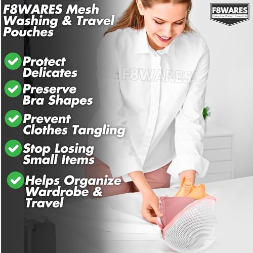 F8WARES 2PK Cone Pouch for Cloth Washing Storage & Travel - laundry bags for clothes - Bra Washing Machine Bag - Mesh Laundry Bag - Mesh Bags For Washing Machine for bra Innerwear Lingerie Socks - Image 4