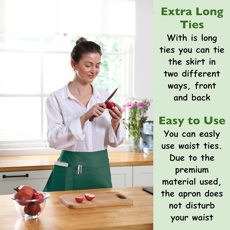 TOSHE Waist Apron with 3 Pockets Waterdrop Resistant Premium Cotton Waitress Apron 10 Color Option Server Apron Chef Apron - Image 4
