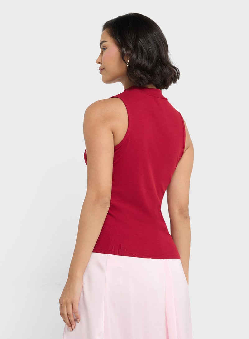 Ginger Basics High Neck Ribbed Vest  - Image 2