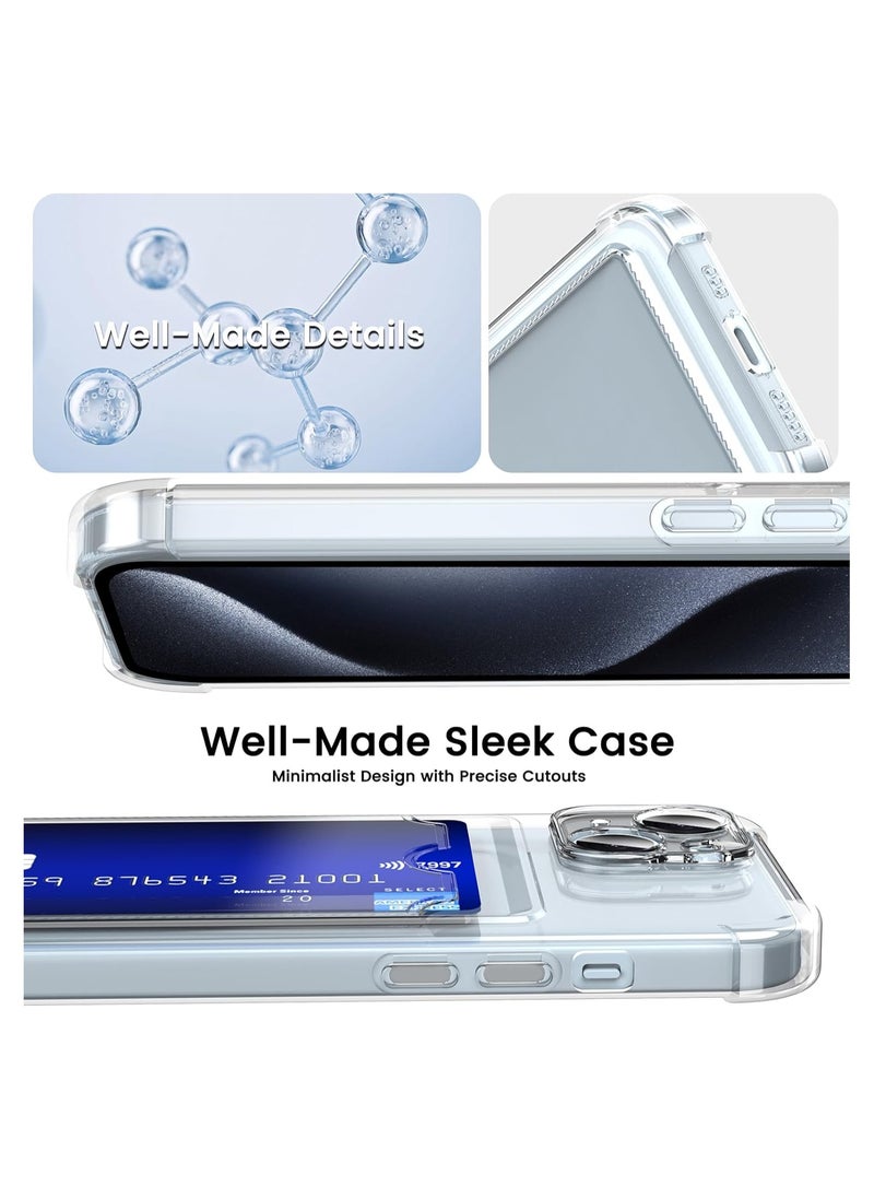 Generic Soft Meterial Slim Transparent Mobile Phone Case For Apple iPhone 15 Plus, Shock Proof Back Cover, Full Body Coverage Lens Protection With Cardholder  - Image 3