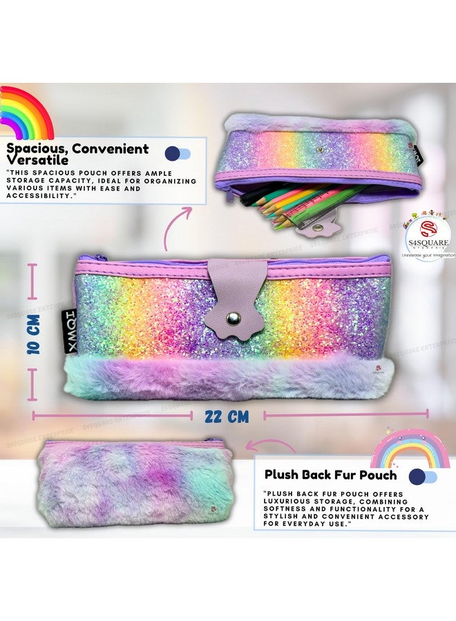 S4SQUARE ENTERPRISE® Rainbow Furry Prism Pouch - Multicolor Fur Accessory, Perfect for Adding Personality to Your Ensemble - Image 4