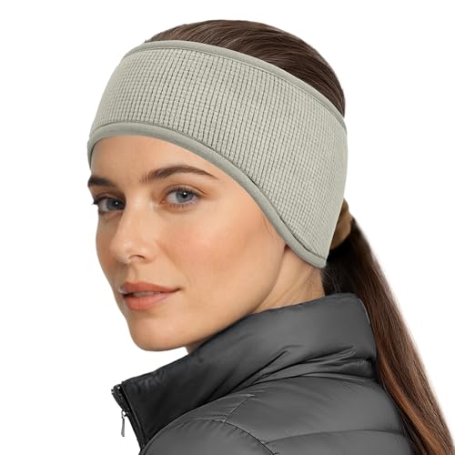 Sukeen Ear Warmers for Women, Soft Warm Double-Layer Winter Headbands for Women, Ponytail Non-Slip Ear Warmer Headband for Cold Weather Running Cycling Hiking Skiing, Gray - Image 1