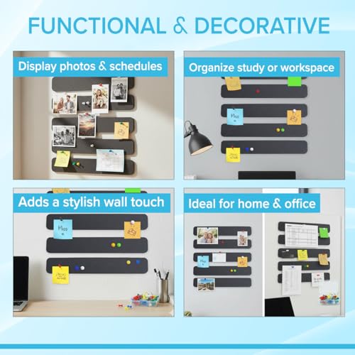 RANUR Self Adhesive Felt Bulletin Bar Strip, Reminder Board with 35pcs Drawing Pins, Lightweight to Do List Board for Wall Soft Board for Study Room, Photos, Timetables, Size 33 X 5 X 1.3 cms (Grey) - Image 5