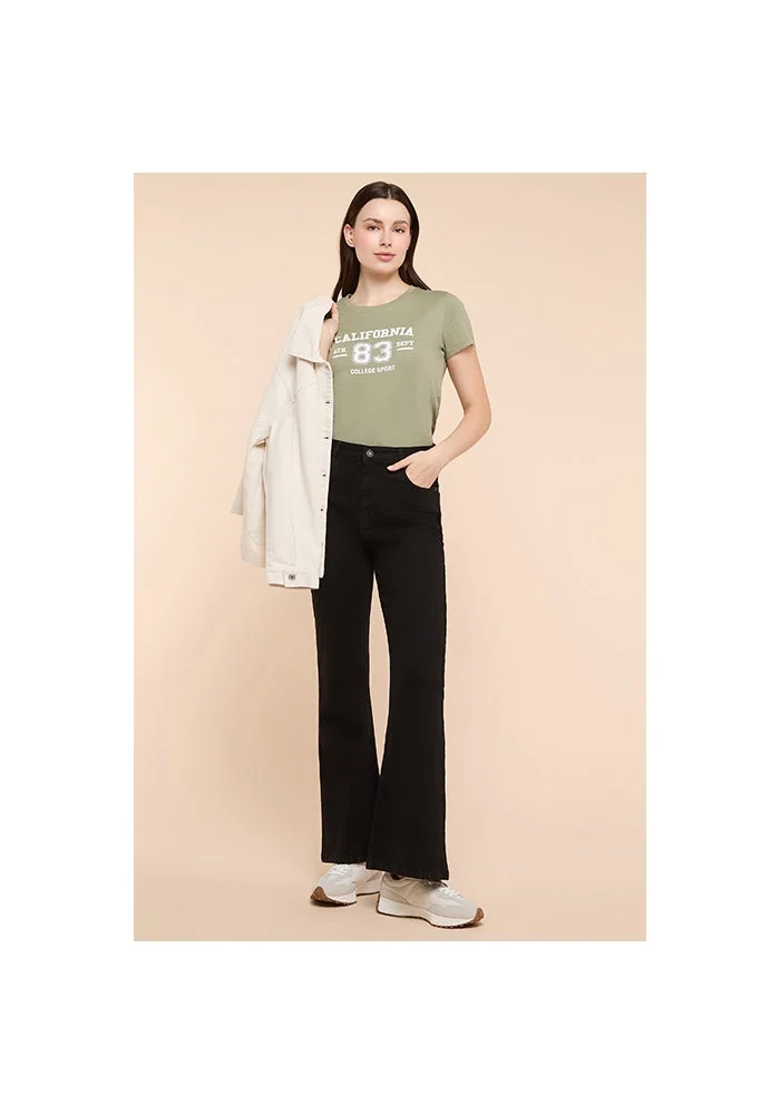 R&b Typography Print T-Shirt with Crew Neck and Short Sleeves