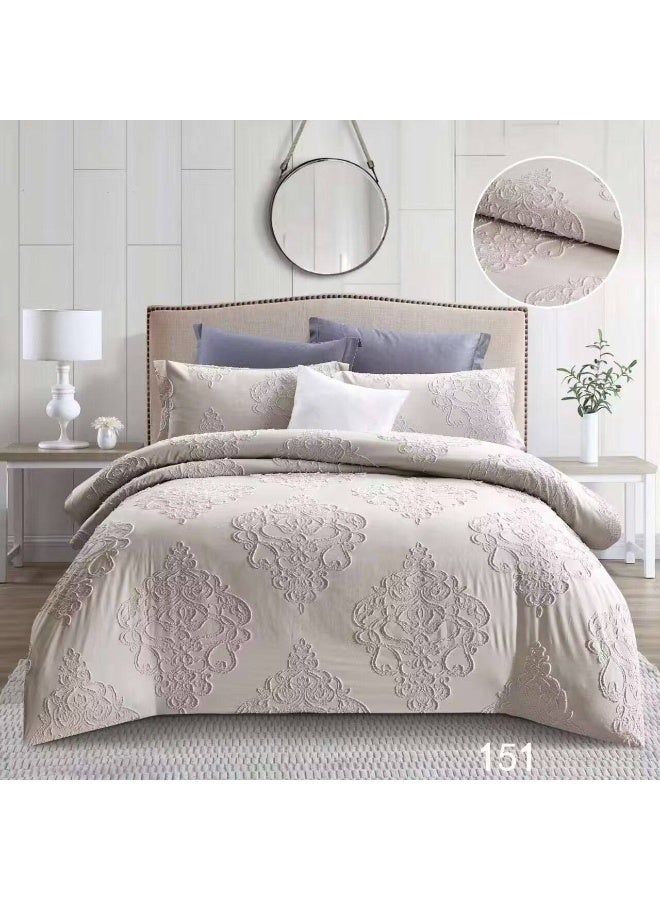 King Size Duvet Set, 6 Piece, Embroidered Design, Duvet 220x240 cm, Fitted Sheet 200x200 cm, Pillow Covers 50x75 cm