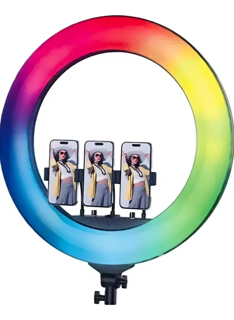 Plokama R56 Pro Soft LED RGB Ring Light 56cm - 360° Rotating Pan Tilt, Non-Slip Design, Wireless Remote Control, Eye Protection, Adjustable Brightness & Color Temperature - Image 1