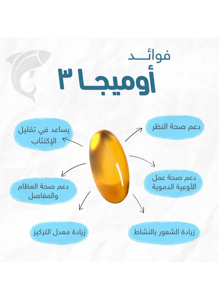 مارنيز اوميجا 3   فورت - زيت السالمون  - ١٠٠٠ مجم  اوميجا 3 - 60 كبسولة  - Image 3