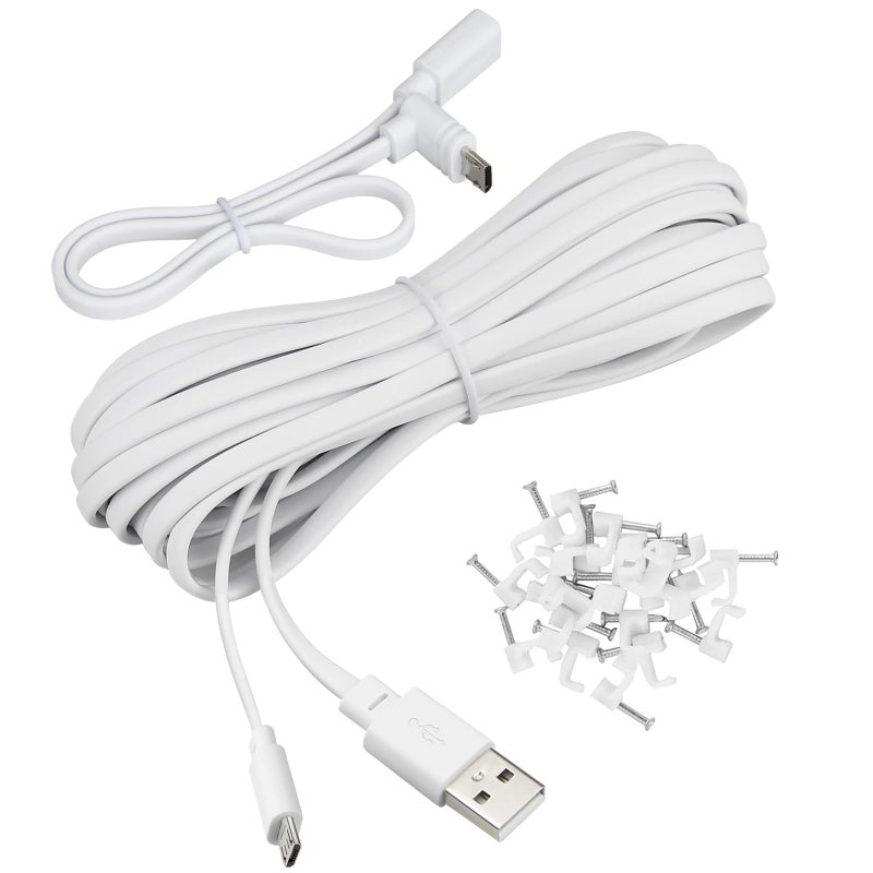 Smays 25 ft Micro USB Extension Cable Compatible with Wyze Cam v4, Wyze Cam Pan v3, Yi Cam, Nest Cam, Blink Mini Security Camera, Long Flat Power Cord, White - Image 5
