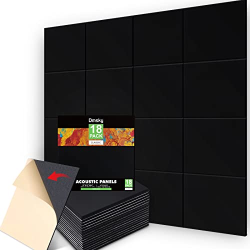 Dmsky 18 Pack Black Acoustic Panels 12"X12"X 0.4"Sound Absorbing Panel Wall Decoration Soundproof Wall Panels High-Density Sound Deadening Panels Acoustic Treatment Panel For Home Studio - Image 1