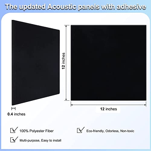 Dmsky 18 Pack Black Acoustic Panels 12"X12"X 0.4"Sound Absorbing Panel Wall Decoration Soundproof Wall Panels High-Density Sound Deadening Panels Acoustic Treatment Panel For Home Studio - Image 4