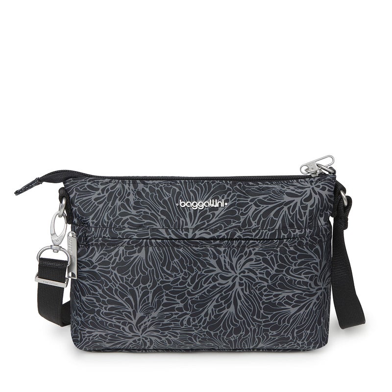 Baggallini womens SecurtexÂ® Anti-theft Memento Crossbody Bag Cross Body, Midnight Blossom, One Size US - Image 1