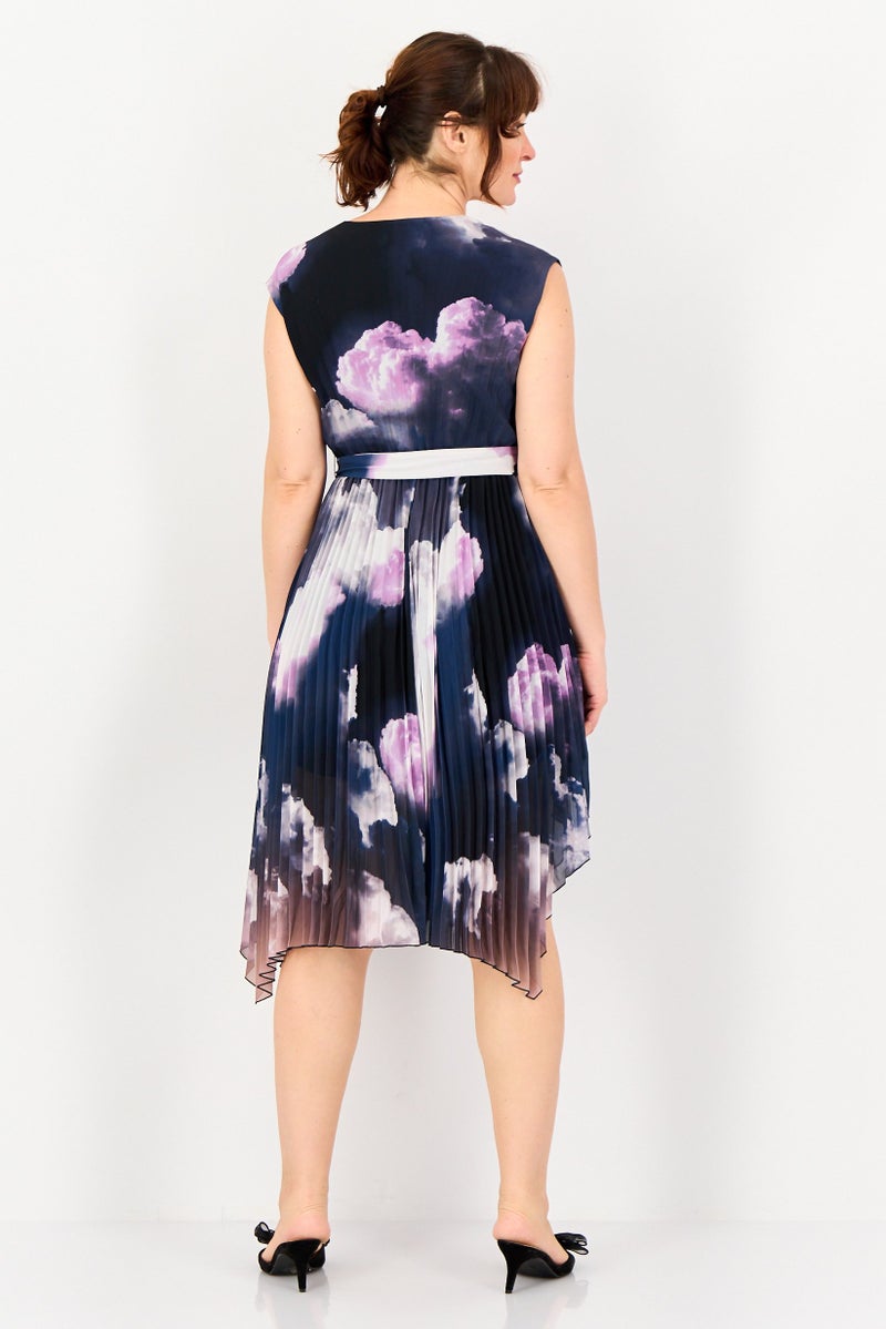 SELECTED Women Tie Die Casual Midi Dress, Multicolor - Image 4