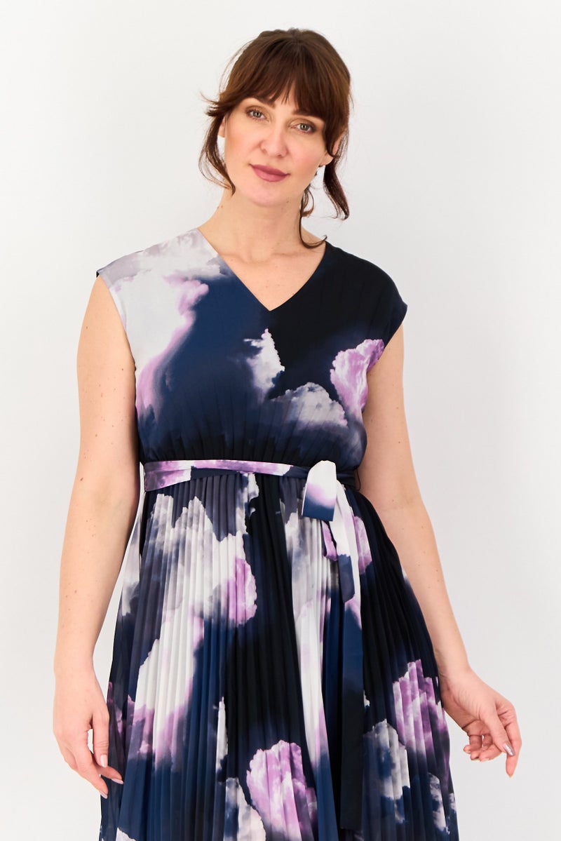 SELECTED Women Tie Die Casual Midi Dress, Multicolor - Image 2