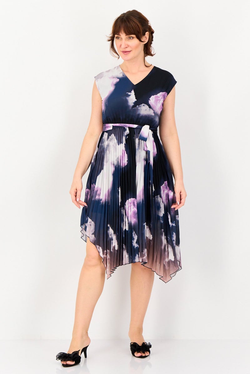 SELECTED Women Tie Die Casual Midi Dress, Multicolor - Image 1