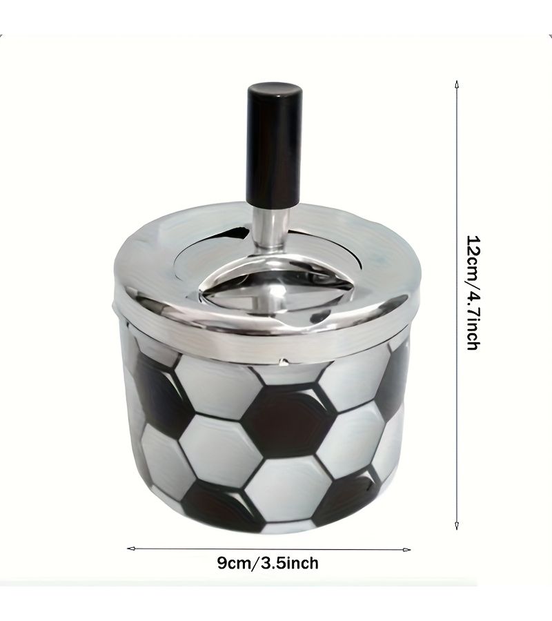 Heavy Duty Vintage Metal Ashtray with Skull Pattern Windproof Rotating Lid for Indoor Outdoor Use - Image 4