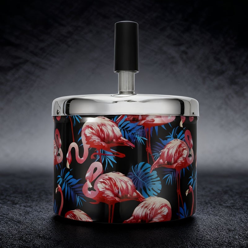 Heavy Duty Vintage Metal Ashtray with Skull Pattern Windproof Rotating Lid for Indoor Outdoor Use - Image 3