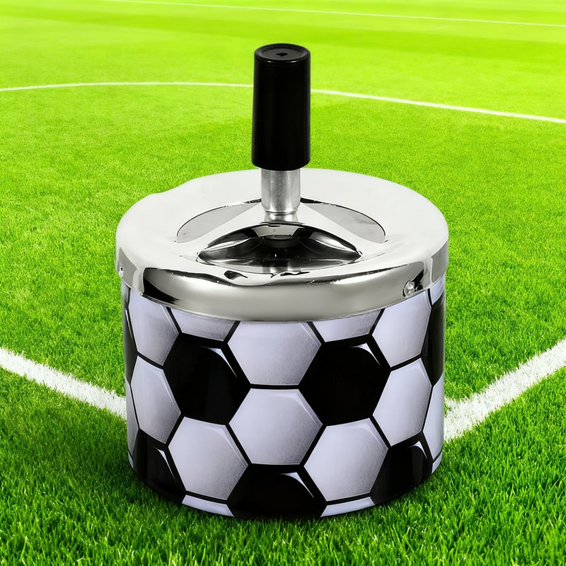 Heavy Duty Vintage Metal Ashtray with Skull Pattern Windproof Rotating Lid for Indoor Outdoor Use - Image 2