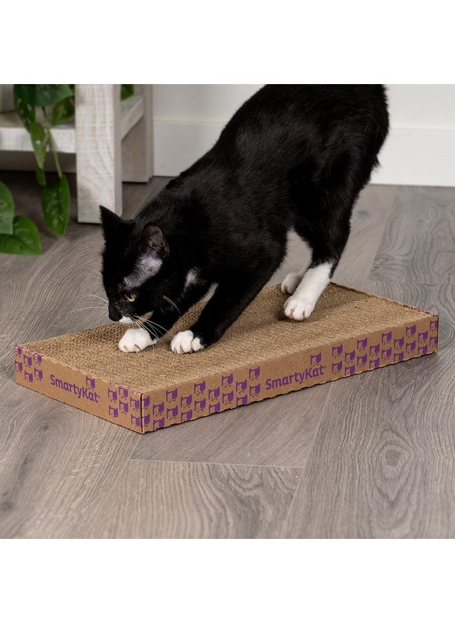 SmartyKat - SmartyKat (2 Count) Super Scratcher+ Corrugated Cat Scratcher, Catnip Infusion Technology - Brown, Double Wide, 2 Count - Image 1
