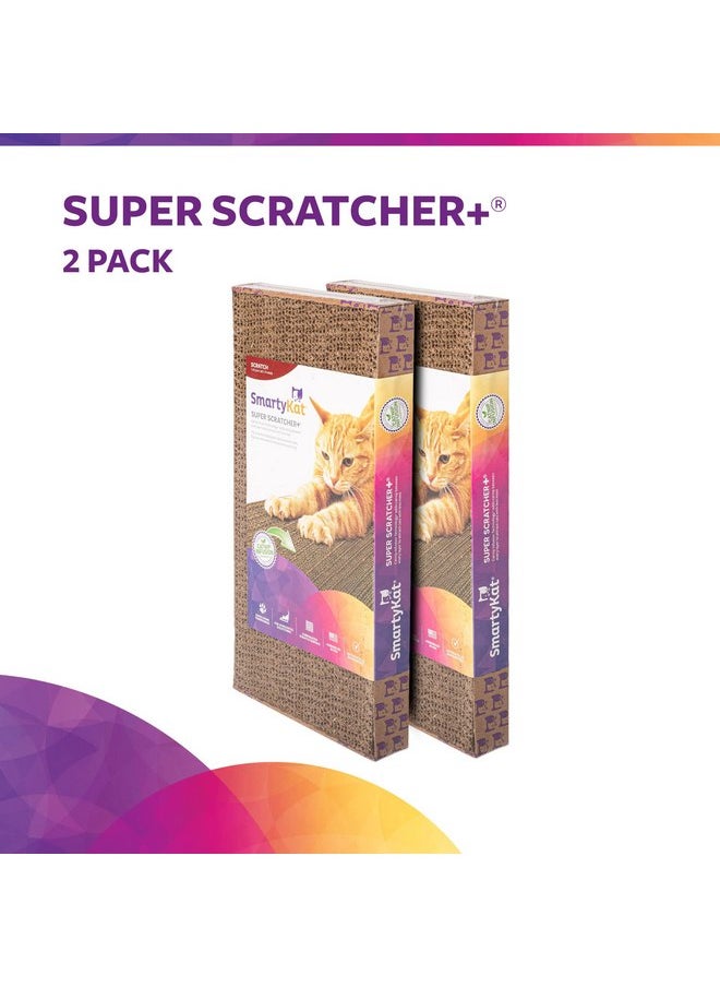 SmartyKat - SmartyKat (2 Count) Super Scratcher+ Corrugated Cat Scratcher, Catnip Infusion Technology - Brown, Double Wide, 2 Count - Image 1