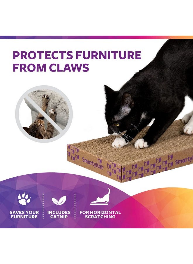 SmartyKat - SmartyKat (2 Count) Super Scratcher+ Corrugated Cat Scratcher, Catnip Infusion Technology - Brown, Double Wide, 2 Count - Image 1