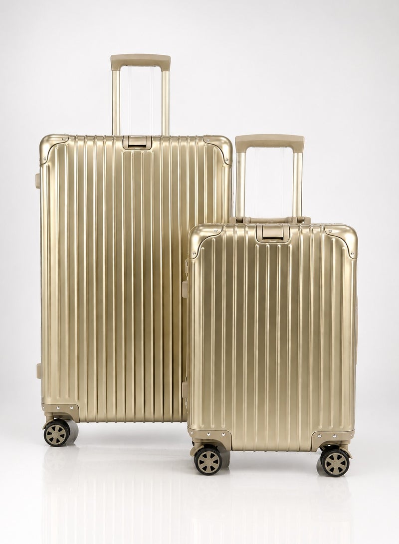 100% Genuine Full Aluminum Travel Suitcase featuring a premium aluminum shell, 360° dual spinner wheels, secure safety lock, telescopic handle, available in 20-inch and 28-inch sizes, offered in multiple colors, and includes a free silicone protective cover as a complimentary gift. - Image 1