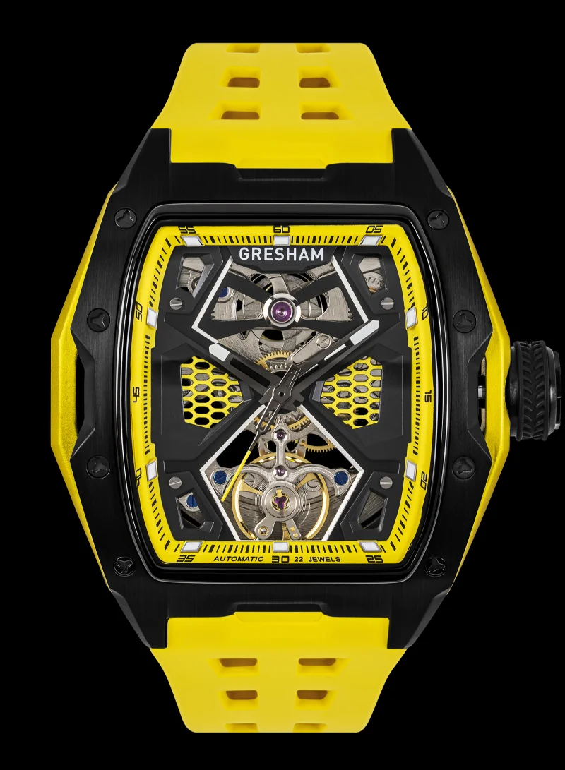 Gresham Gresham Special Edition Stainless Steel Black and Yellow Men Watch - G1-0001-YELL