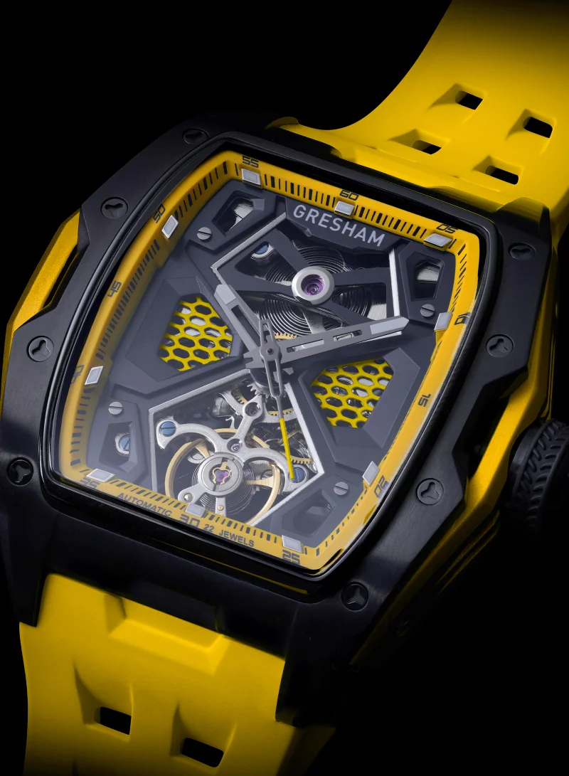 Gresham Gresham Special Edition Stainless Steel Black and Yellow Men Watch - G1-0001-YELL