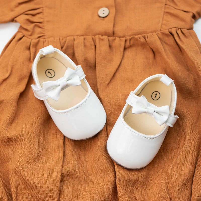 Meckior Infant Baby Girls Soft Sole Bowknot Princess Wedding Dress Mary Jane Flats Prewalker Newborn Light Baby Sneaker Shoes - Image 4