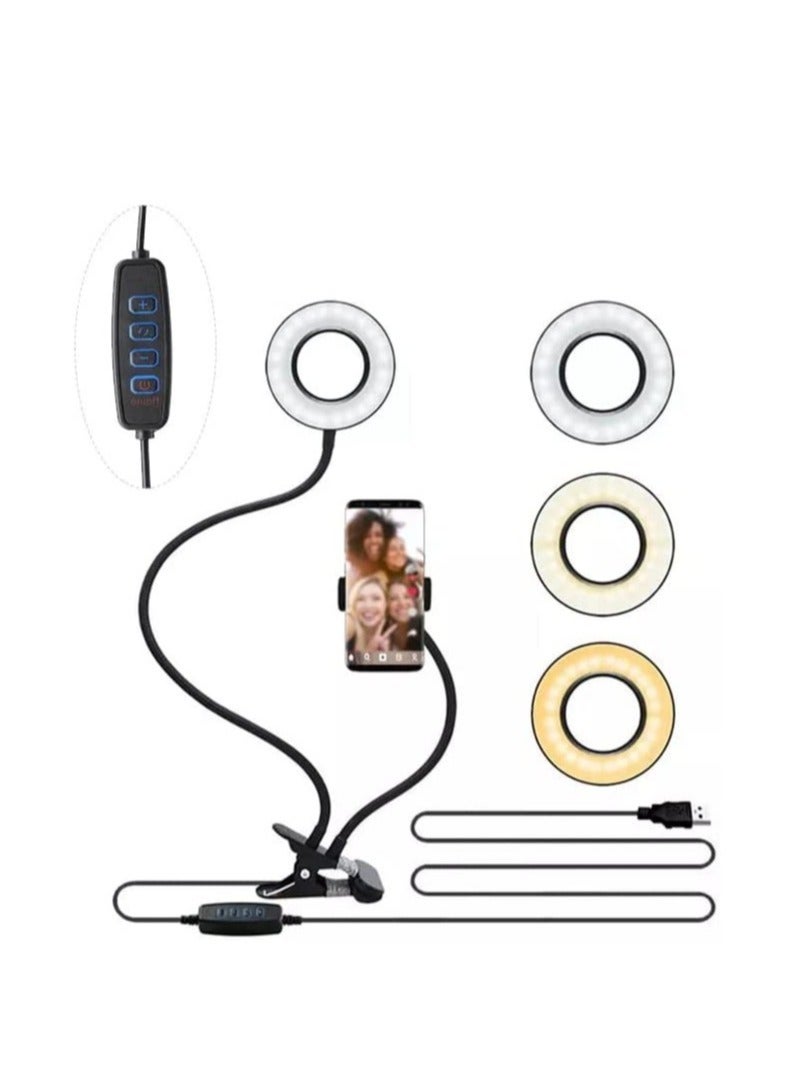 Professional Live stream Selfie Ring Light with mobile Phone Holder Stand for Live StreamMakeup ,3-Light Mode, 10-Level Brightness & More Compatible with Universal Phone - Image 1