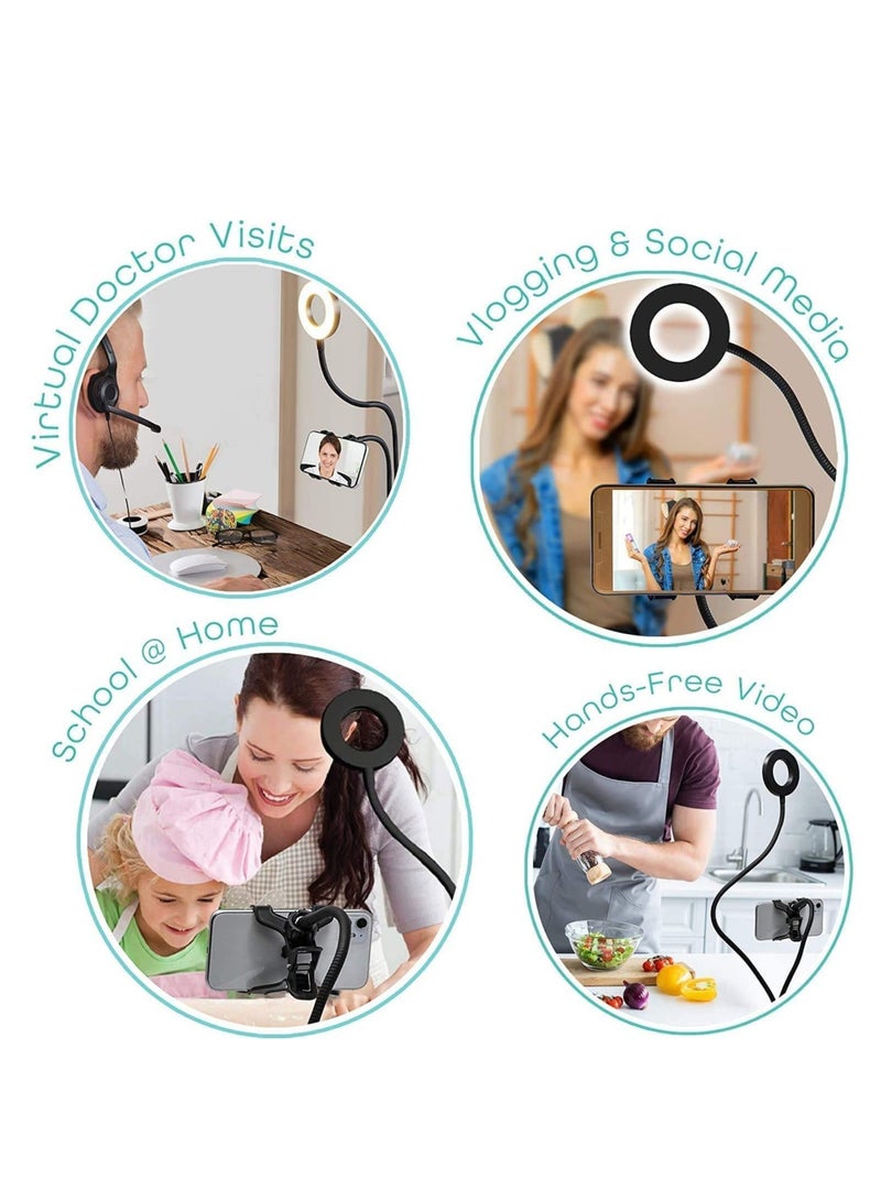 Professional Live stream Selfie Ring Light with mobile Phone Holder Stand for Live StreamMakeup ,3-Light Mode, 10-Level Brightness & More Compatible with Universal Phone - Image 4