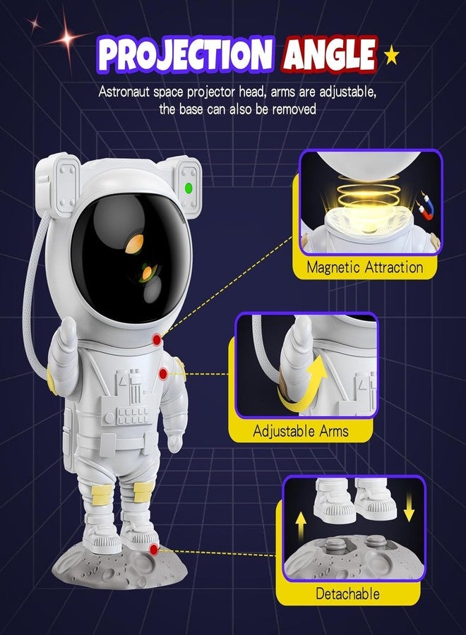 Desidiya LED Starry Night Light Projector Lamp, Galaxy Projector, Star Projector with Timer and Remote Astronaut Nebula Lamp for Kids Adults, Room Decor Gifts for Kids, Friends, Birthday Party (White) - Image 2