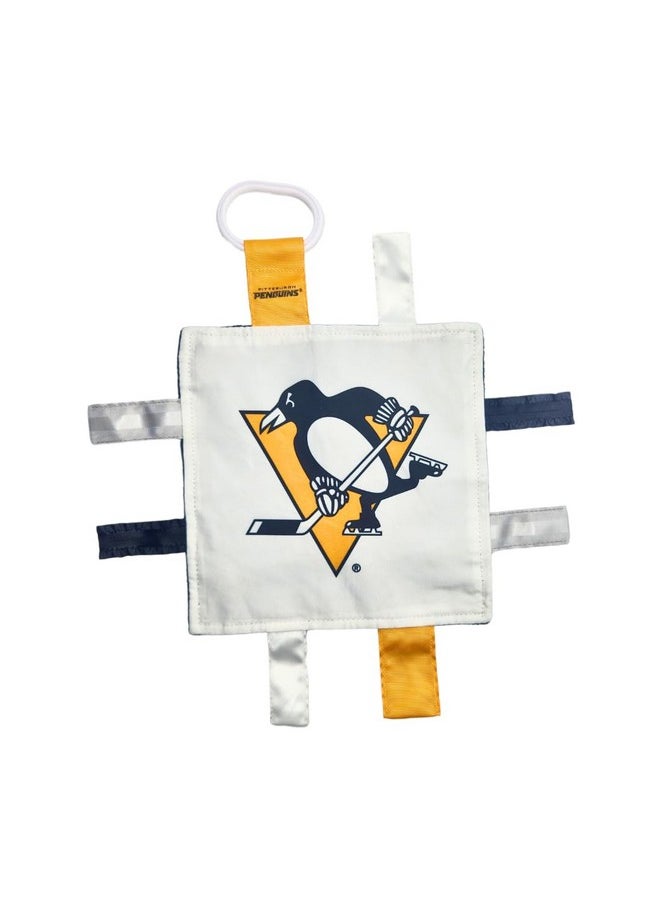 The Learning Lovey - Pittsburgh Penguins Baby Tag Toy Nhl Hockey Baby Sensory Crinkle Toys Soft & Safe Ideal Baby Stroller Toy Bpa Free W/Stroller Clip (8 X 8 Tag Toy)… - Image 1