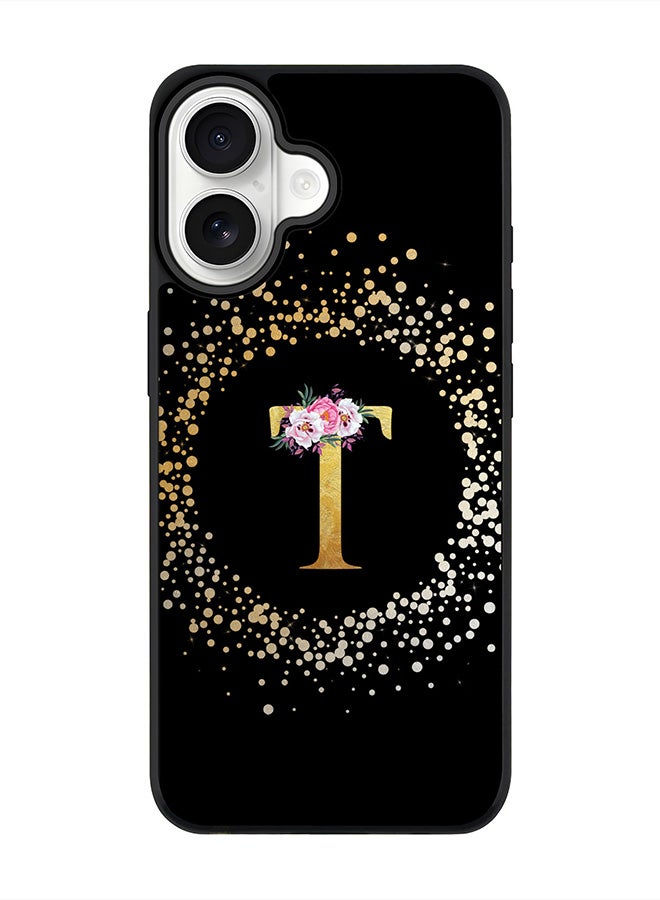 Stylizedd iPhone 17 Case, [Compatible with MagSafe] Slim Magnetic cover Phone Case iPhone 17 -Custom Monogram Floral - T ( Black ) - Image 1